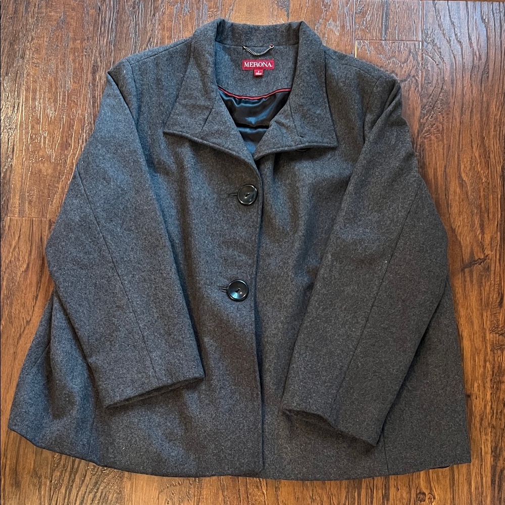 Merona Women's Wool Blend Charcoal Pea Coat